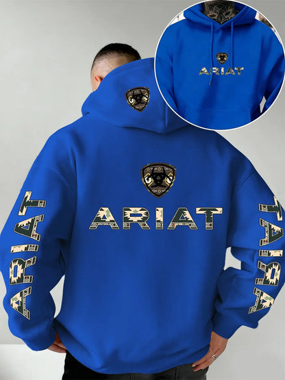 Ariat Letter Print Hooded Sweatshirt – Western Style Graphic Pullover, Rugged Outdoor Country Hoodie, Unisex Casual Apparel
