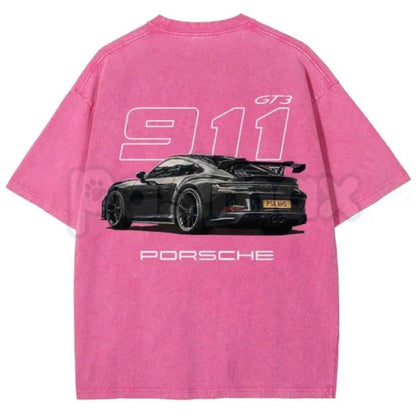 911 GT3 Racing T-Shirt – Retro German Supercar Graphic Tee, Vintage Washed Lightweight Cotton Unisex Motorsport Streetwear Top