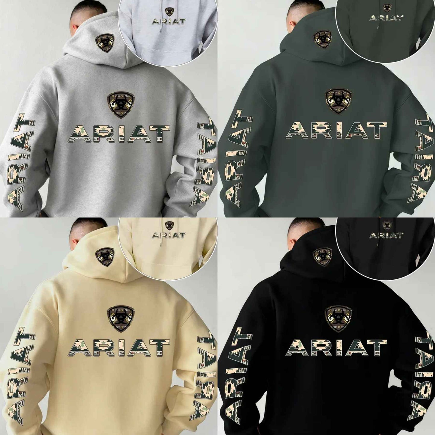 Ariat Letter Print Hooded Sweatshirt – Western Style Graphic Pullover, Rugged Outdoor Country Hoodie, Unisex Casual Apparel