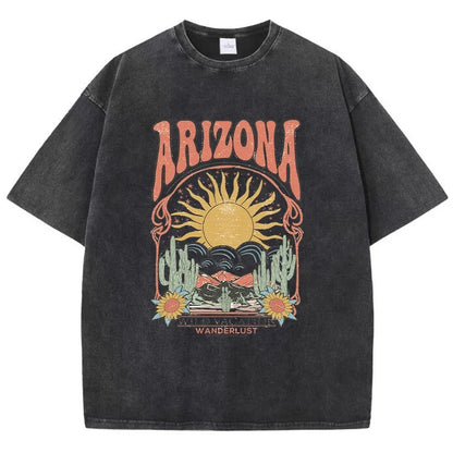 Fashion Women Cotton Washed T-Shirt Beautiful Arizona Wildlife Vacation Invites You Print Tops Casual Loose Tees Vintage Clothes