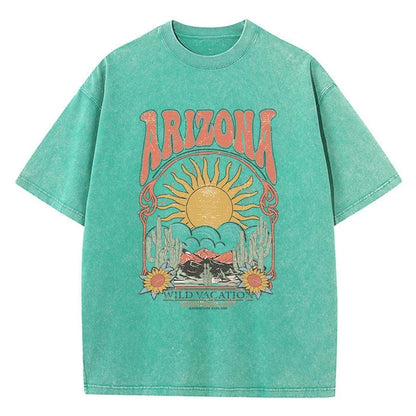 Fashion Women Cotton Washed T-Shirt Beautiful Arizona Wildlife Vacation Invites You Print Tops Casual Loose Tees Vintage Clothes