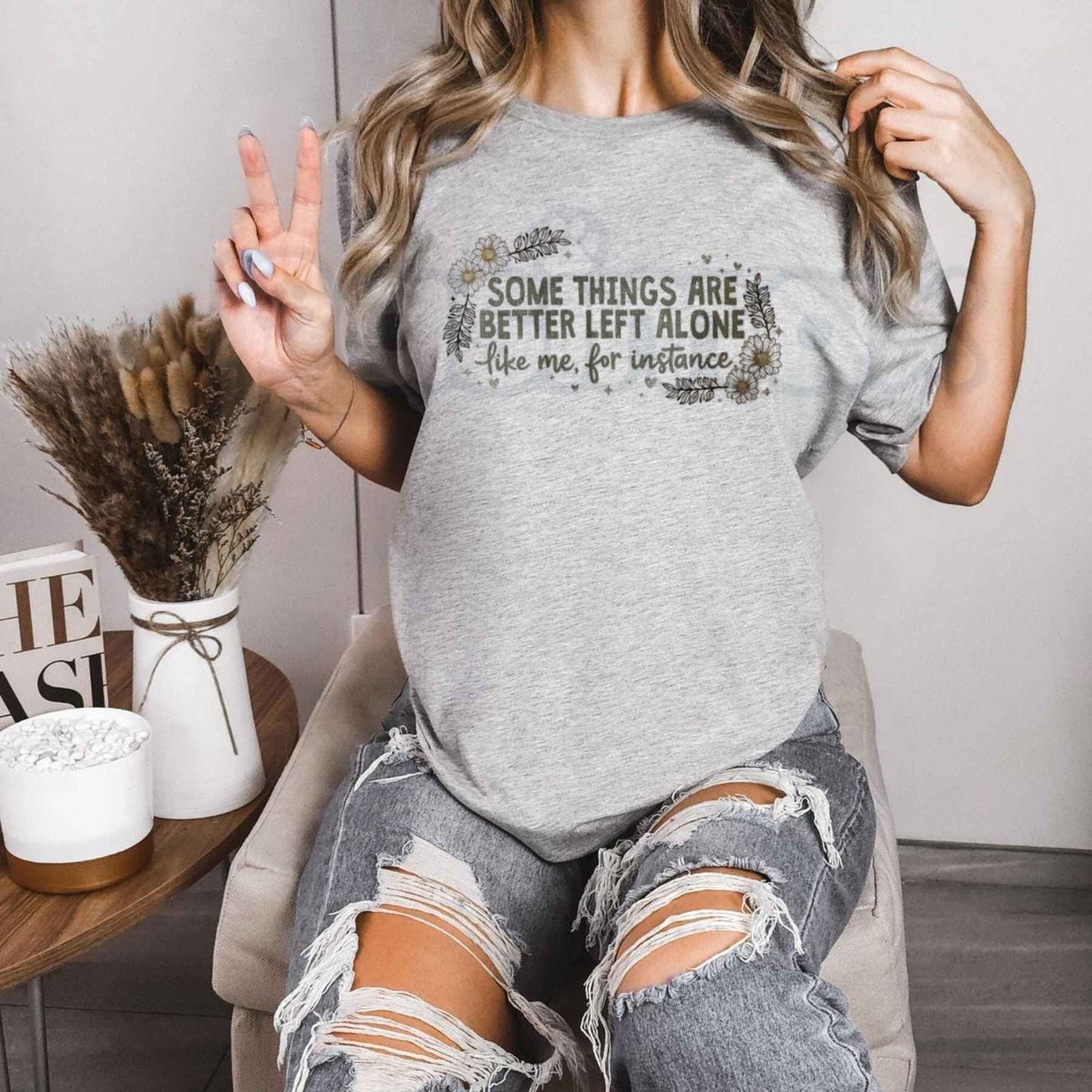 Some Things Are Better Left Alone Tee – Retro Sarcastic Graphic T-Shirt, Funny Witty Saying Unisex Classic Vintage Cotton Shirt