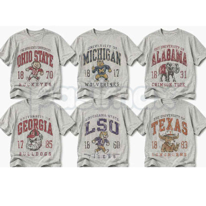 Vintage All Team Football Mascot T-Shirt – Retro College Team Graphic Tee, Classic Gridiron Game Day Unisex Cotton Shirt