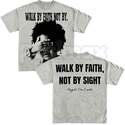 Walk By Faith Not By Sight T-Shirt – Christian Inspirational Cross Graphic Tee, Religious Faith-Based Unisex Cotton Shirt